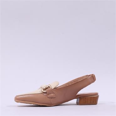Hispanitas Azucena Slingback Block Heel - Caramel Cream